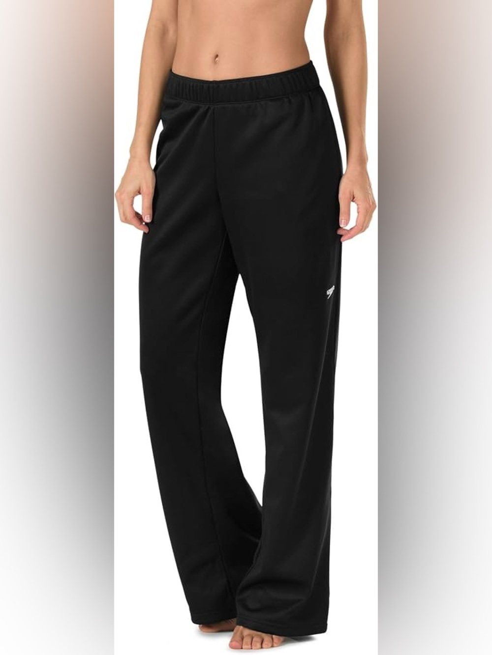 Speedo Women’s Black Relaxed-Fit Wide Leg Team Apparel Fleece lined Pants swim